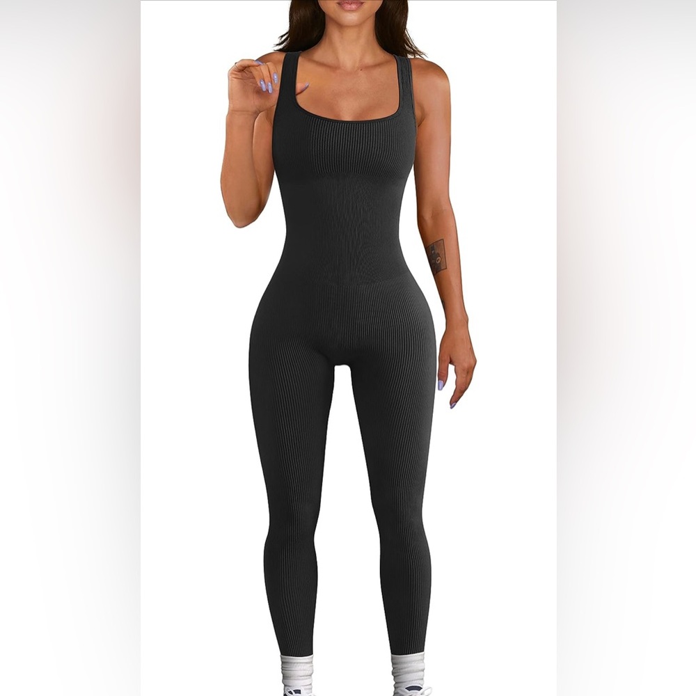 Compression Yoga Ribbed One Piece Jumpsuit